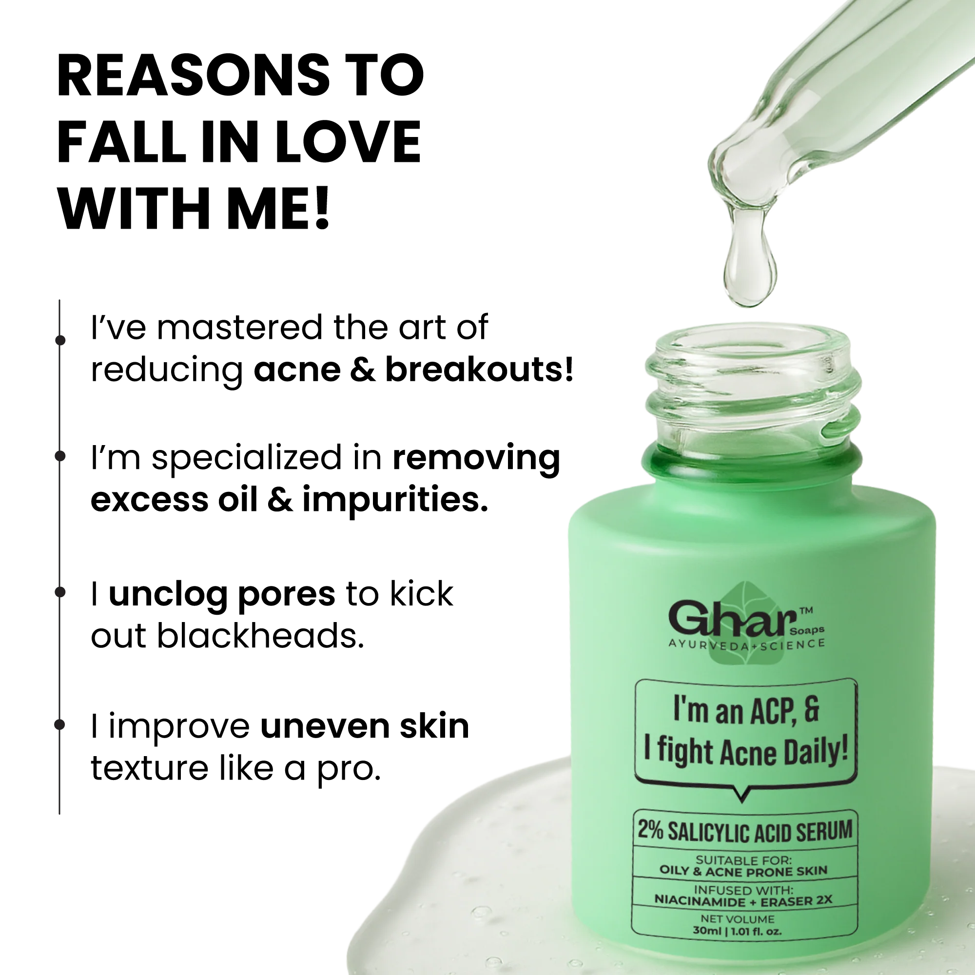 salicylic acid serum with eraser 2x, To Reduce Acne, Pimples - Image 3