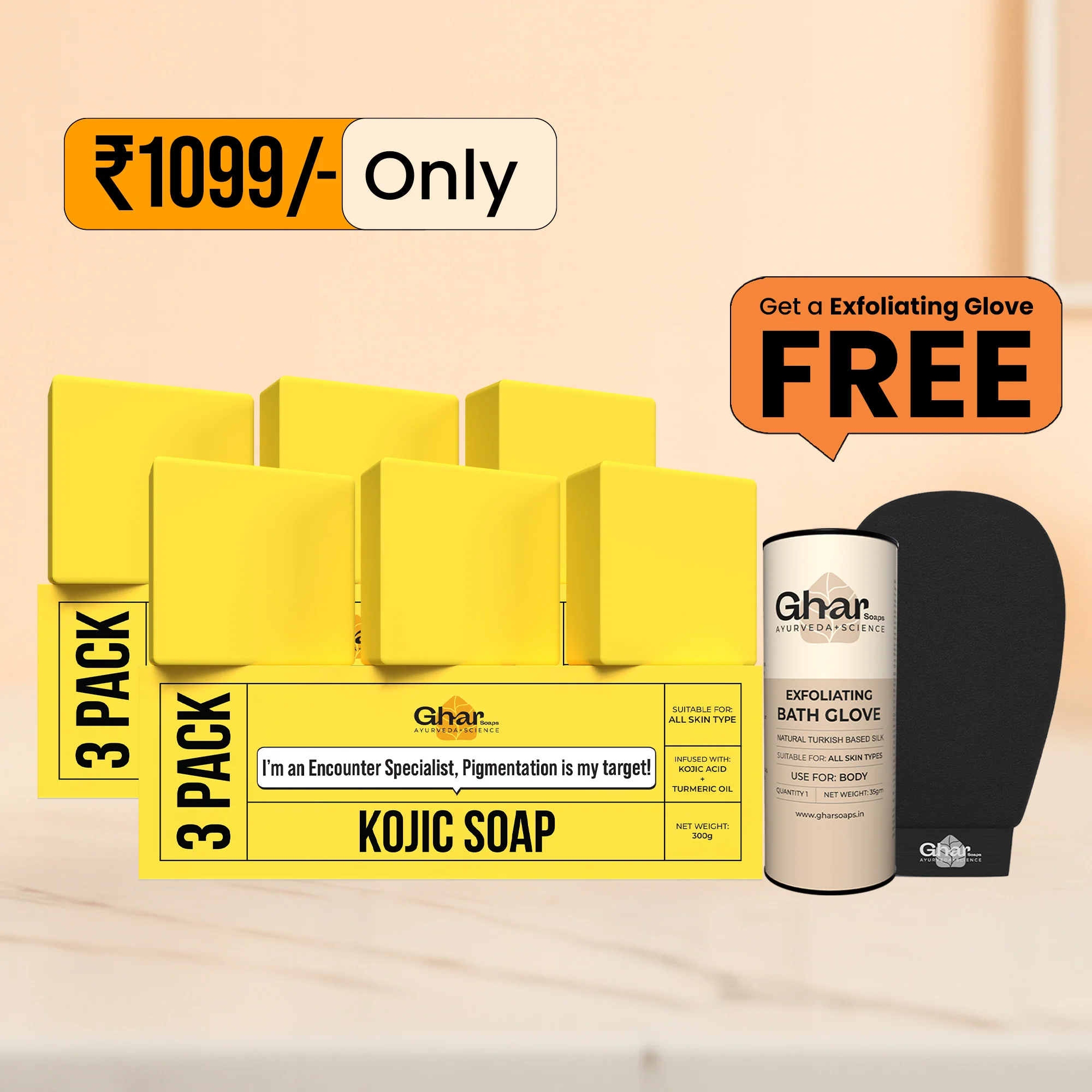 Kojic Soap + Exfoliating Body Glove Combo - Image 3
